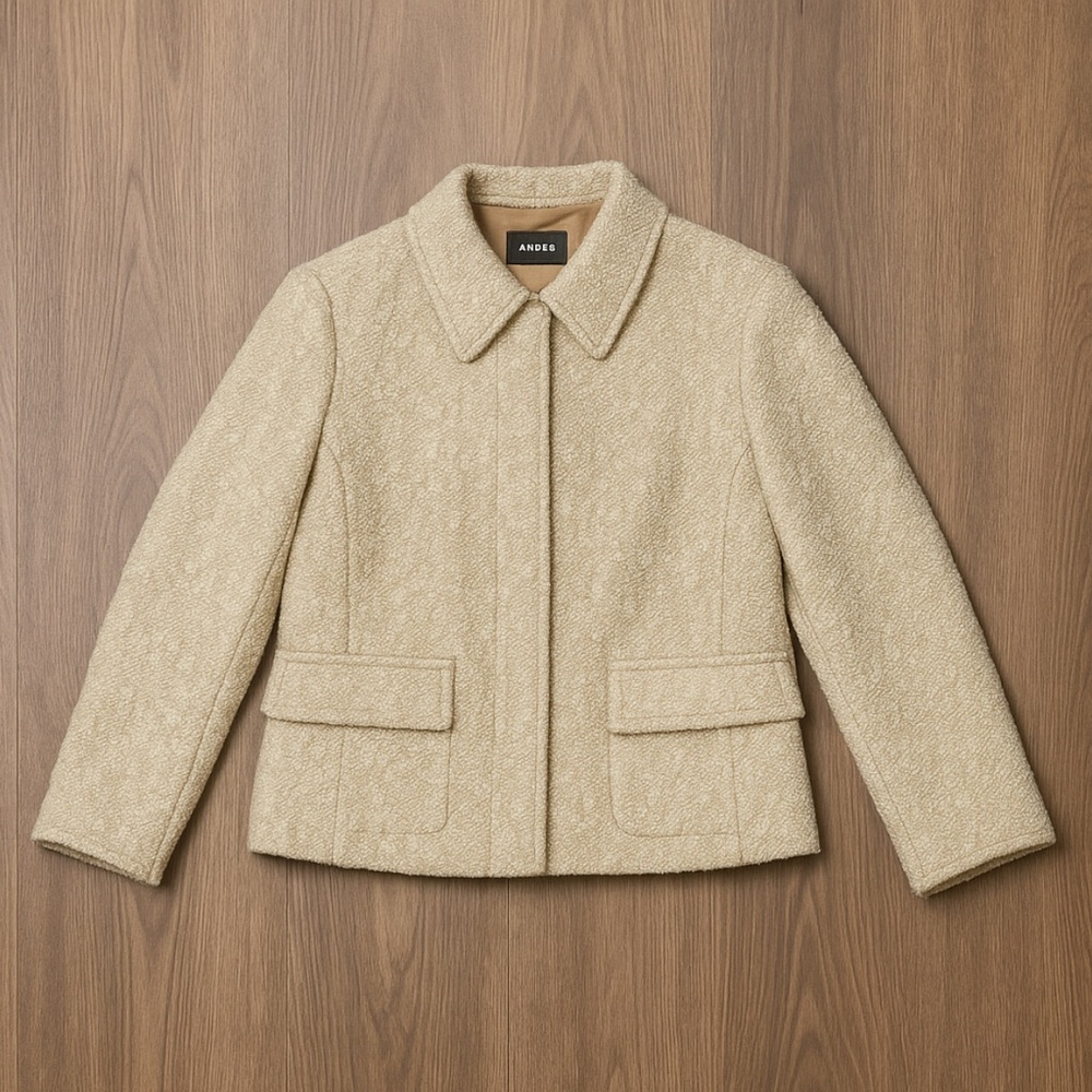 Akris Bouclé Wool Lambskin Trim Jacket Neutral Luxe Designer 10